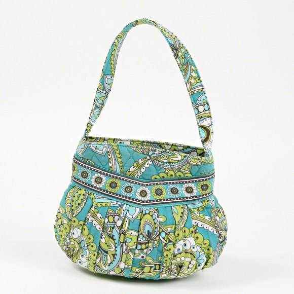 Vera Bradley Peacock Green Paisley Small Bucket Purse - Retired Pattern - Picture 1 of 7